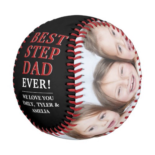 Best Step Dad Ever Black 2 Photo Fathers Day Baseball