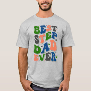 Best Step Dad Ever Colorful Retro Typography T-Shirt