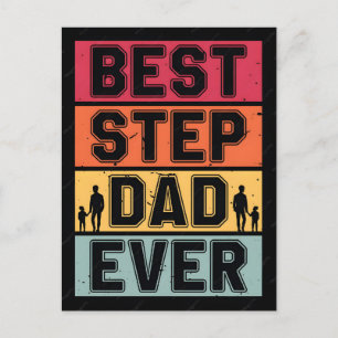 Best step dad ever fathers day lettering quotes holiday postcard