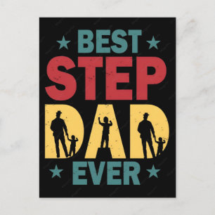 Best step dad ever fathers day lettering quotes holiday postcard