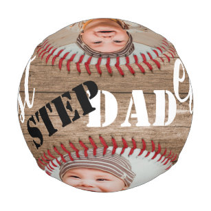 Best Step Dad Ever Rustic Wood Photo Collage Baseball