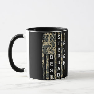Best STEP DAD Ever Vintage Flag Camo Father Day Mug