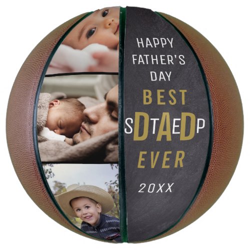 Best Step Dad Happy Fathers Day 3 Photo Collage Basketball