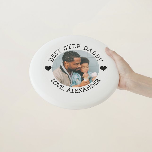 Best Step Daddy Photo Personalized  Wham-O Frisbee (In Hand)