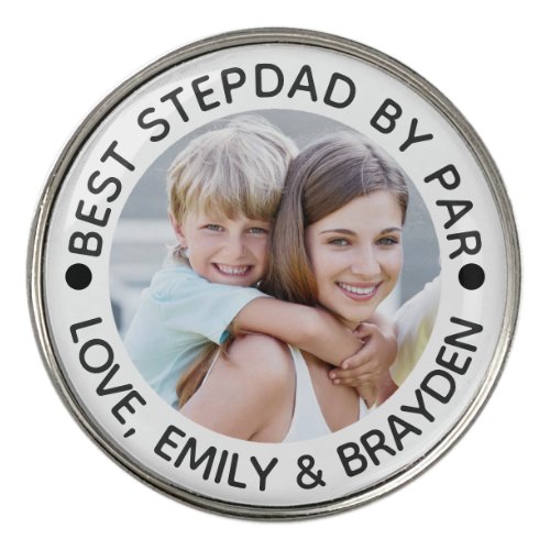 BEST STEPDAD BY PAR Photo Black Personalized Golf Ball Marker