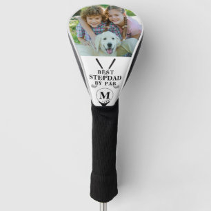 BEST STEPDAD BY PAR Photo Monogram Black White Golf Head Cover