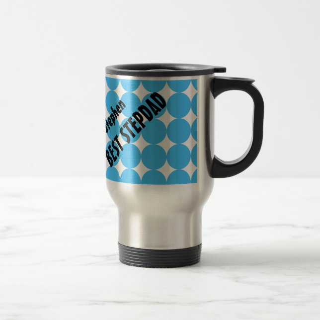 Best STEPDAD Custom Name Diagonal Text Travel Mug (Right)