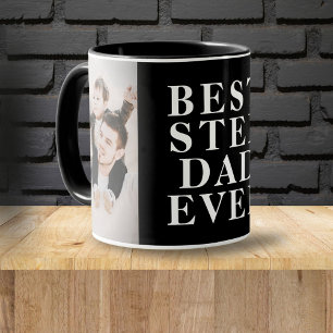 Best Stepdad Ever 2 Photo Collage Black Mug