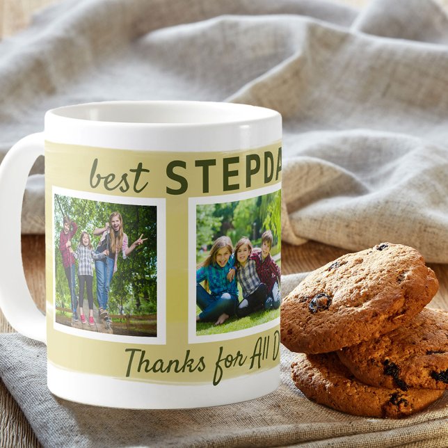 Best Stepdad Ever - 3 Photo Brush Stroke Coffee Mug (Creator Uploaded)