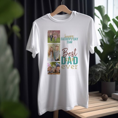 Best Stepdad Ever 3 Photo Collage Fathers Day T_Shirt