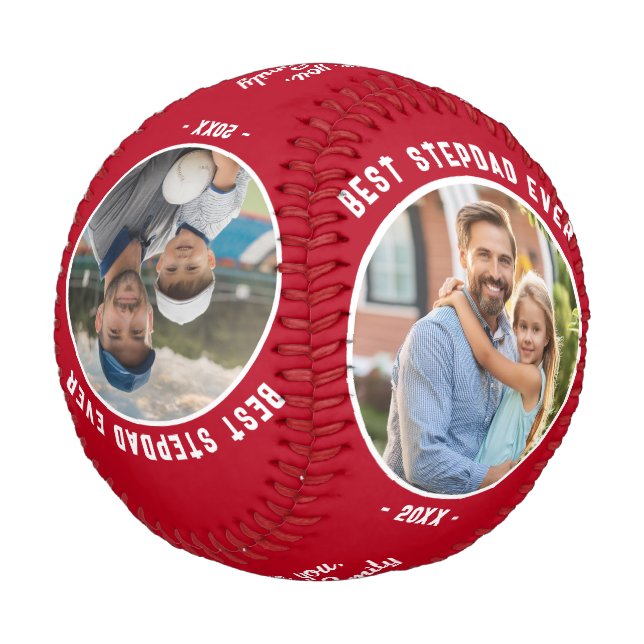 Best Stepdad Ever 4 Photos Father`s Day Baseball (Angled)