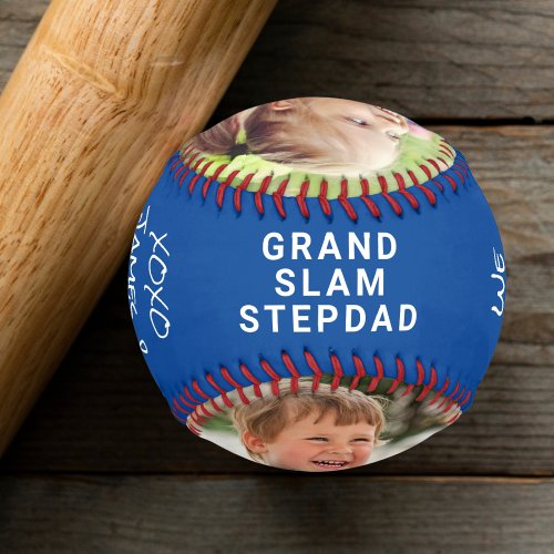 Best Stepdad Ever Personalized Photo Blue Baseball