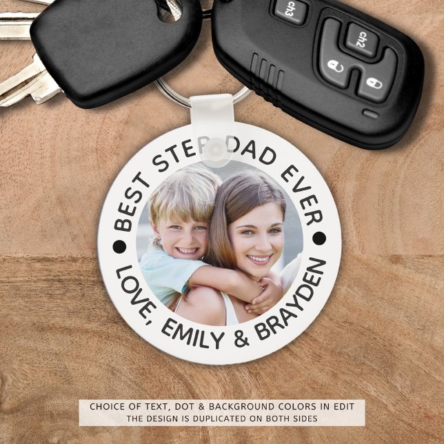 BEST STEPDAD EVER Photo Personalized Keychain (Creator Uploaded)