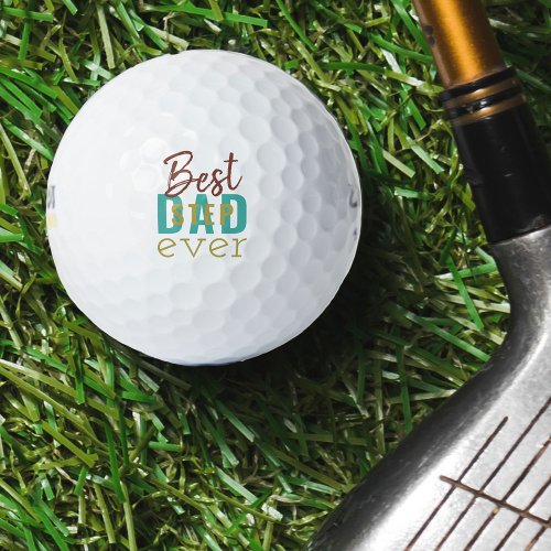 Best Stepdad Ever Turquoise Rust Gold Typography Golf Balls