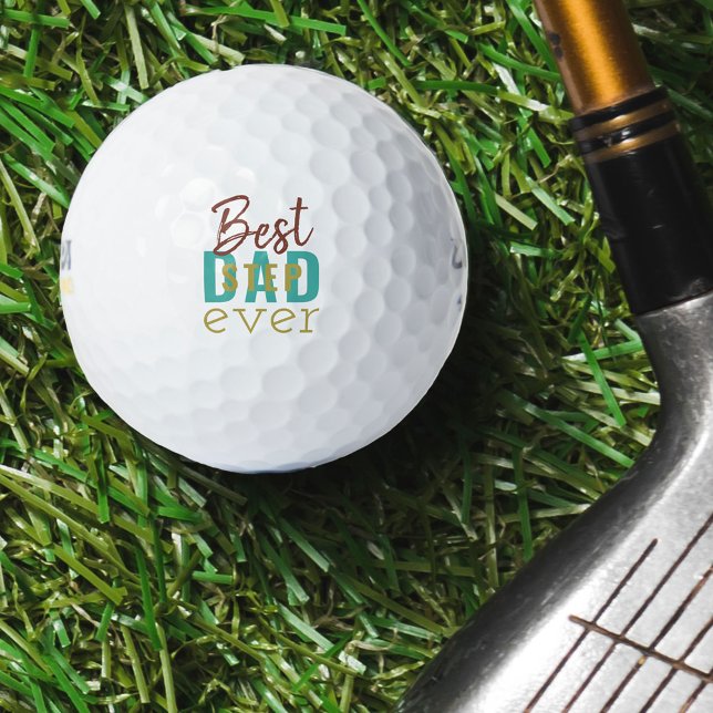 Best Stepdad Ever Turquoise Rust Gold Typography Golf Balls (Creator Uploaded)