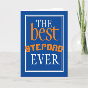 Best Stepdad Ever Typography Blue Birthday Card