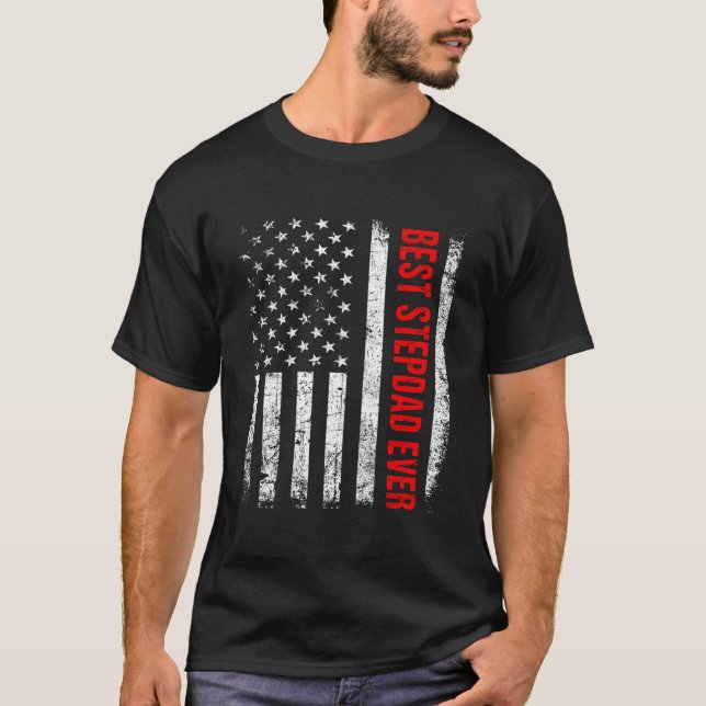 Best Stepdad Ever Us American Flag Fathers Day Dad T-Shirt (Front)