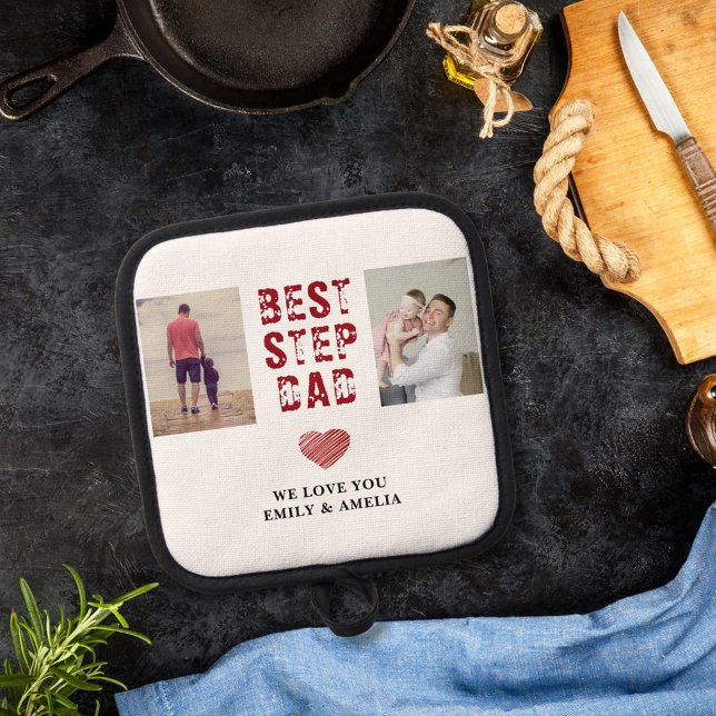 Best Stepdad Father`s Day 2 Photo Collage  Pot Holder (Creator Uploaded)
