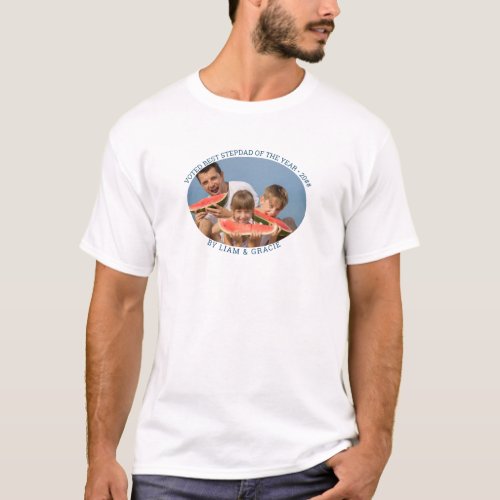 Best Stepdad of the Year Kids Names Oval Photo T_Shirt