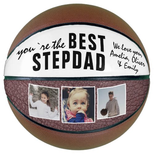 Best Stepdad Typography 3 Photo Collage Basketball - Modern Best Stepdad Typography 3 Photo Collage Basketball. A modern design. Add your photos. Personalize with your names. Great gift idea for a stepdad and a sweet and keepsake.