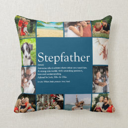 Best Stepfather, Stepdad Definition 12 Photo Blue Throw Pillow