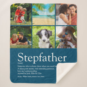 Best Stepfather, Stepdad Definition 6 Photo Blue Sherpa Blanket