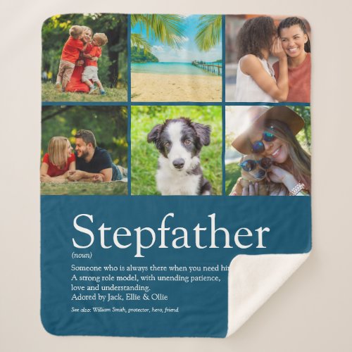 Best Stepfather Stepdad Definition 6 Photo Blue Sherpa Blanket