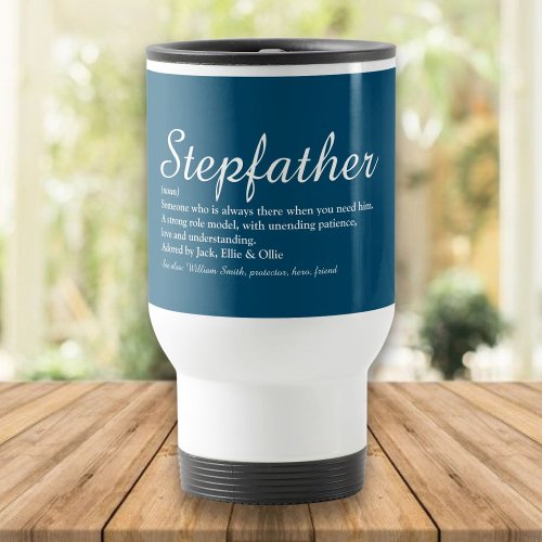Best Stepfather Stepdad Definition Script Blue Travel Mug