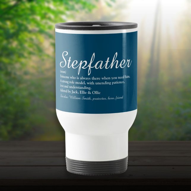 Best Stepfather Stepdad Definition Script Blue Travel Mug (Best Stepfather Stepdad Definition Script Blue Travel Mug)