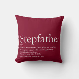 Best Stepfather, Stepdad Ever Definition Burgundy Throw Pillow