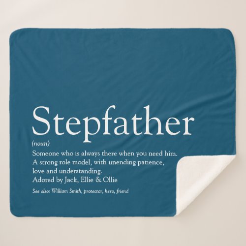 Best Stepfather Stepdad Ever Definition Fun Blue Sherpa Blanket