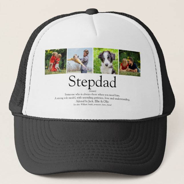 Best Stepfather Stepdad Ever Definition Photo Fun Trucker Hat (Front)