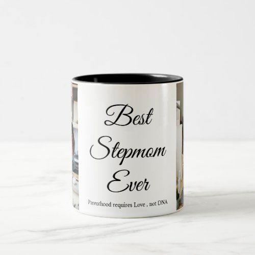 Best Stepmom Ever Custom Photo Collage Bonus Mom  Two_Tone Coffee Mug