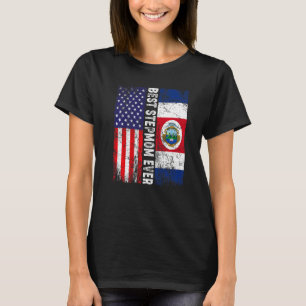 Best Stepmom Ever Mother's Day Costa Rica Us Flag T-Shirt
