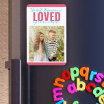 Best Stepmom is Loved by Kids Names Photo Fridge Magnet<br><div class="desc">Cute and cheerful refrigerator magnet for your stepmom (editable), personalized with one of your favorite photos. The design is lettered in oversized typography and elegant handwritten script, in cheerful pink and turquoise blue. It currently reads "this stepmom is loved by [your names]" and the template is set up for you...</div>
