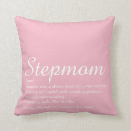 Best Stepmom, Stepmother Definition Pink Script Throw Pillow