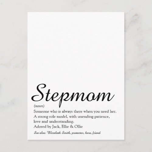 Best Stepmom Stepmother Definition Script Postcard