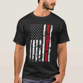 Best Stepson Ever Us Vintage Flag Patriotic Family T-Shirt