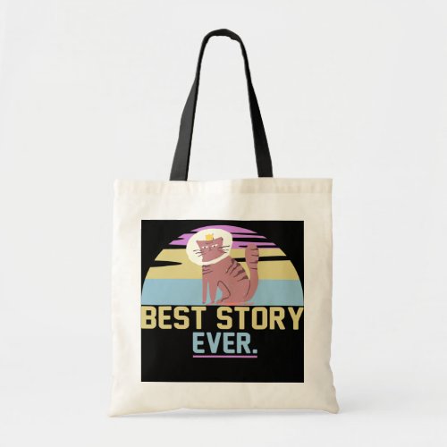 Best Story Ever Grumpy Funny Cat with Coffee Bad Tote Bag