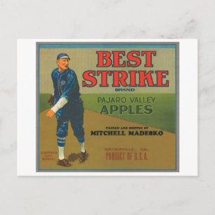 Best Strike Vintage Apple Crate Label - vintage ba Postcard