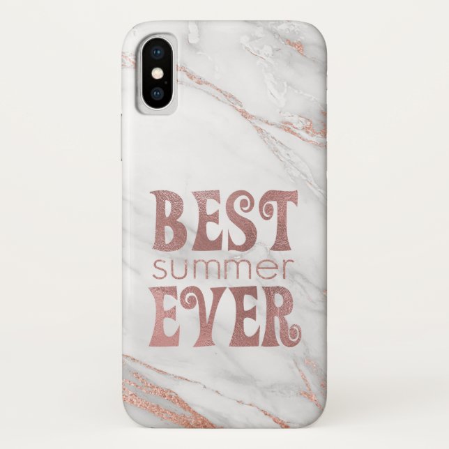 Best Summer Ever Rose Gold Text on Marble Case-Mate iPhone Case (Back)