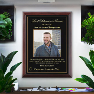 Best Supervisor Award Photo Logo Gold Personalize Plaque