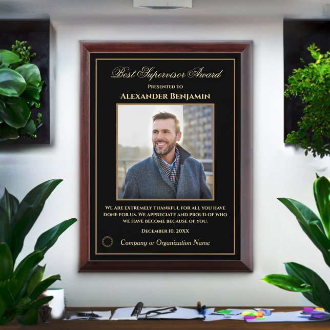 Best Supervisor Award Photo Logo Gold Personalize Plaque (Best Supervisor Award Photo Logo Gold Plaque is great for that special person in your life. )