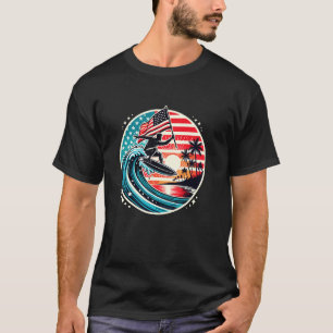 Best Surf Graphic American Flag Surfing Surfboard T-Shirt