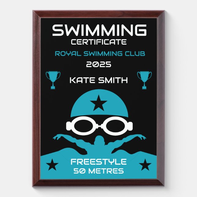Best Swimming Award Plaque (Vertical)