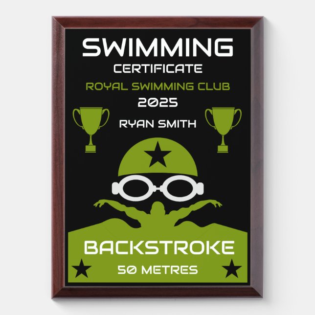 Best Swimming Award Plaque (Vertical)