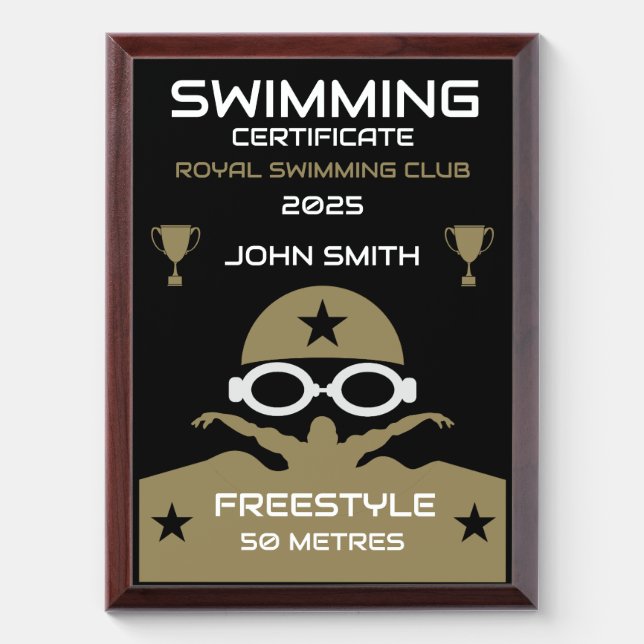 Best Swimming Award Plaque (Vertical)