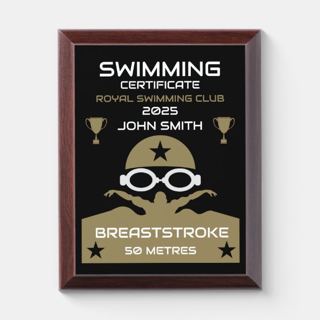 Best Swimming Award Plaque (Vertical)
