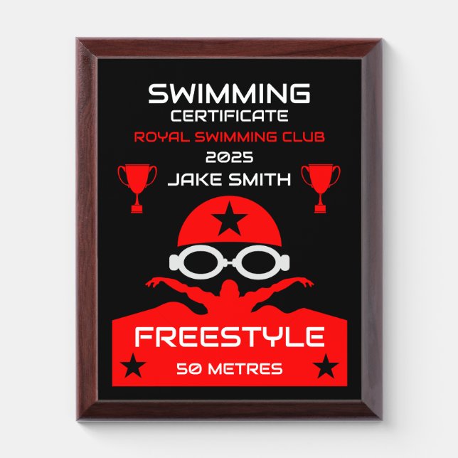 Best Swimming Award Plaque (Vertical)