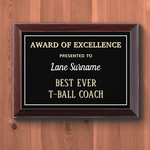 Best T-BALL Coach Award Plaque
